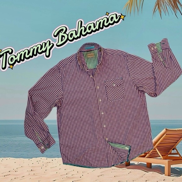 Tommy Bahama Gingham Button-Up Shirt Men’s Large Vintage-Inspired - Picture 16 of 16